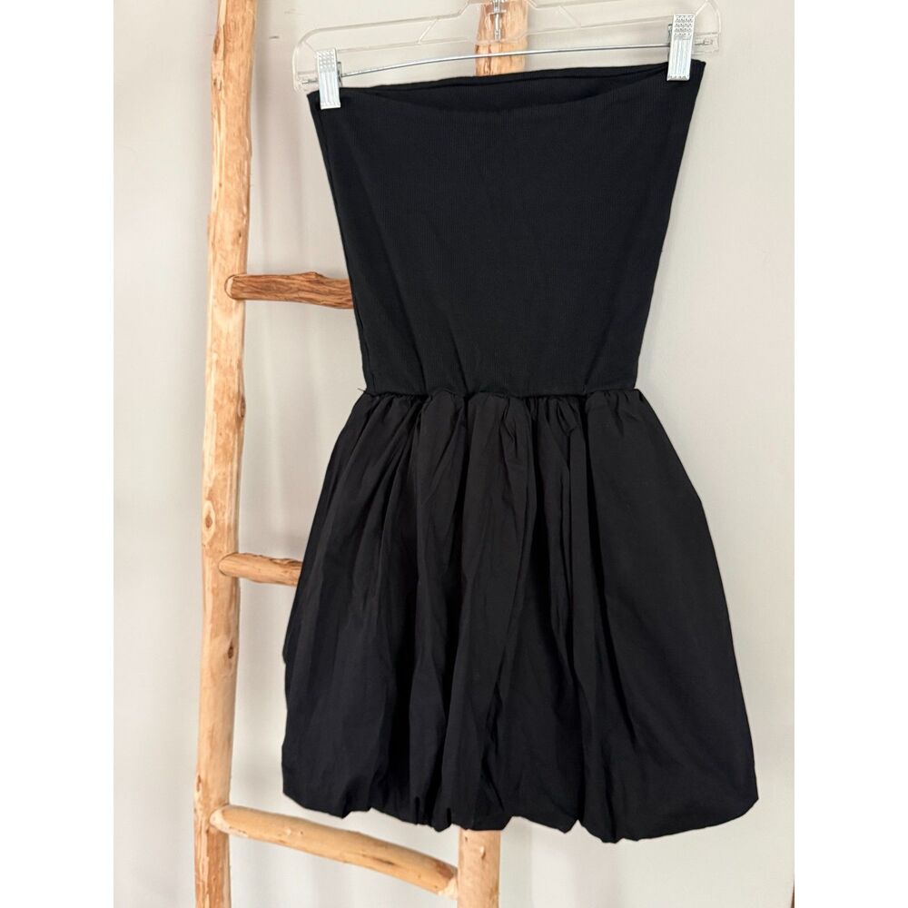 Eight Paris Y2K Bubble Hem Black Strapless Mini Dress Made in Italy Womens Large